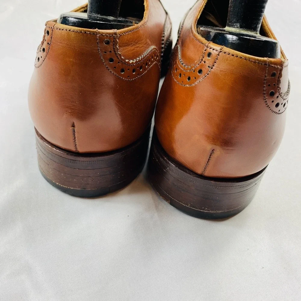 Cole Haan Hand Lasted Made In England Amber Brown Leather Wingtip Mens 10D